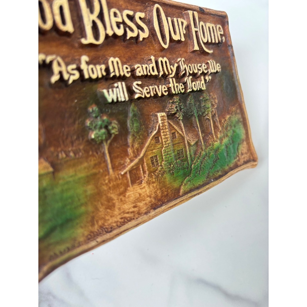 Vintage Multi Products Inc God Bless Our Home 3D Relief Wall Plaque Cabin Decor - Picture 2 of 5